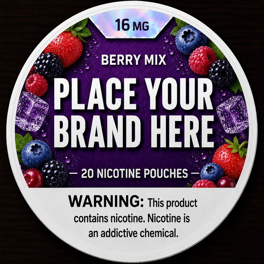Berry Mix white label nicotine pouch can — your brand here